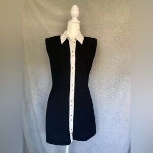Zara Black Mini Dress with White Collar and Placket